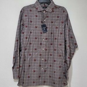 NWT CREMIEUX Mens Large CLASSICS Long Sleeve Button Up Shirt Embroidery Roses